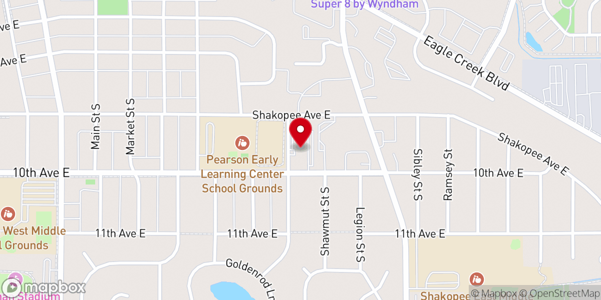 Map showing location of Slavic Baptist Church of Shakopee