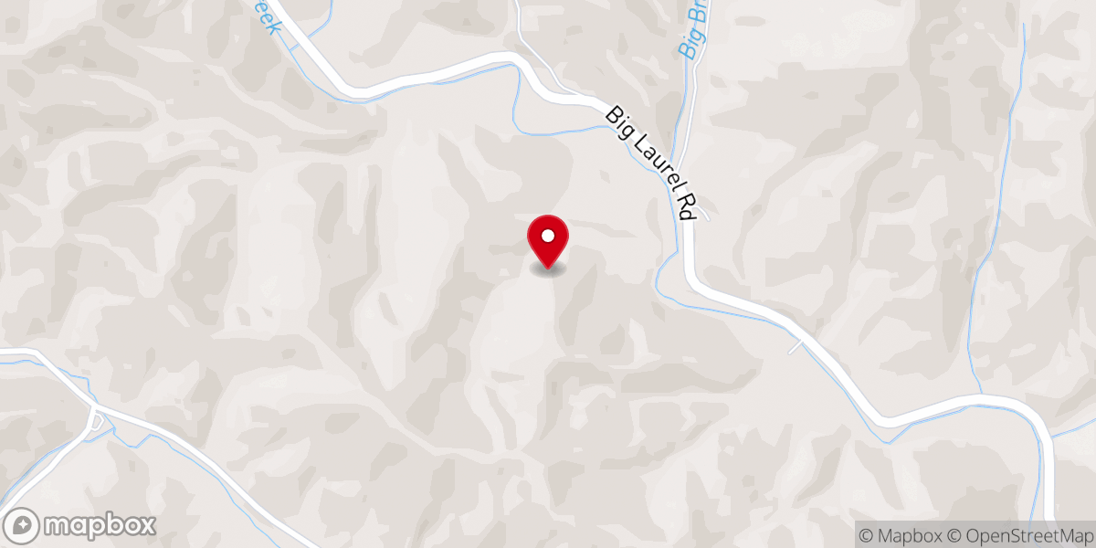 Map showing location of Big Laurel Church