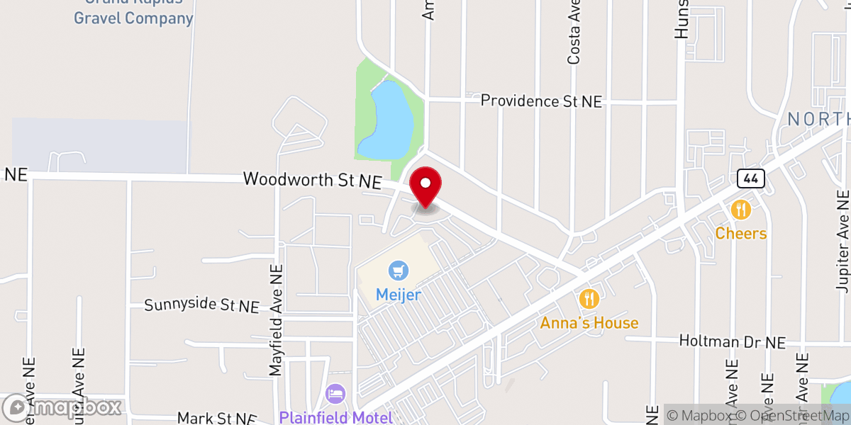 Map showing location of Plainfield Baptist Church