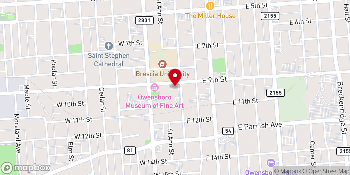 Map showing location of The Wesleyan Christian Center, Owensboro, Kentucky