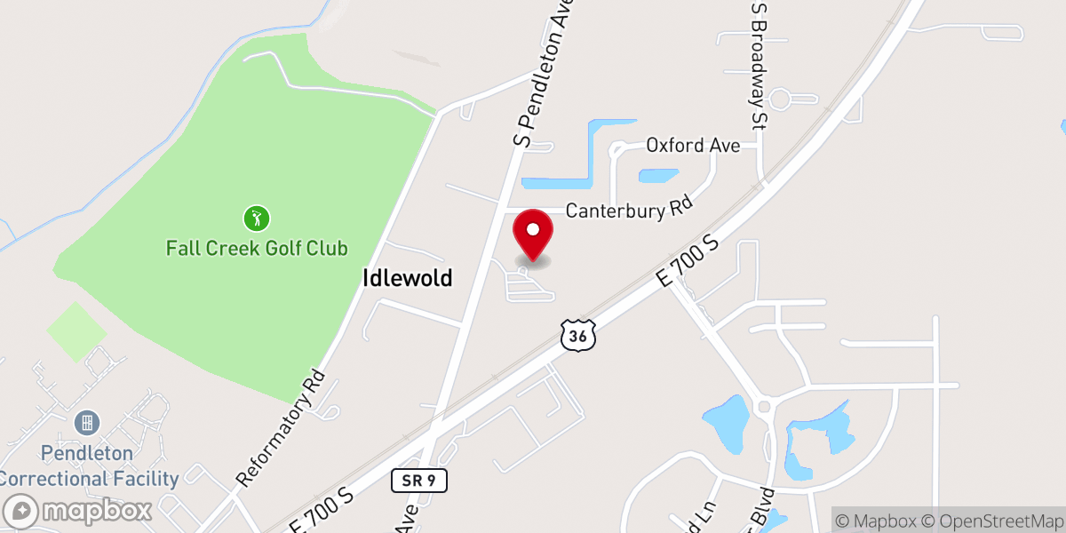 Map showing location of Pendleton Christian Church