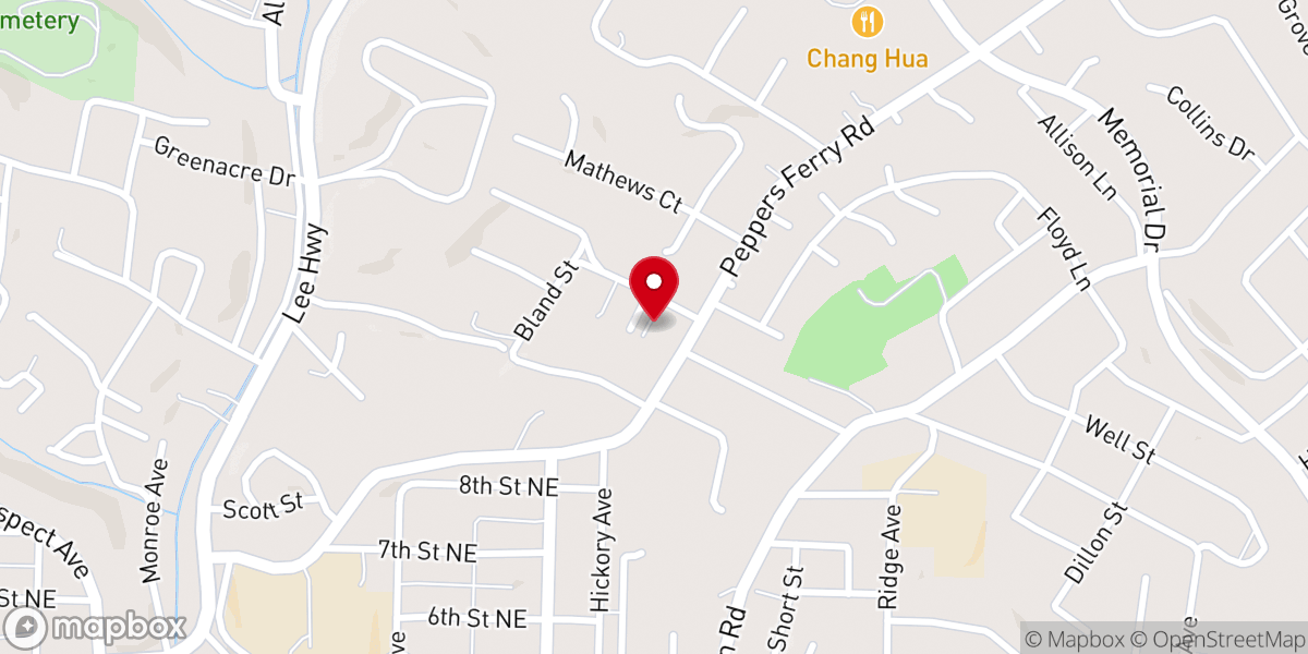 Map showing location of Memorial Baptist Church