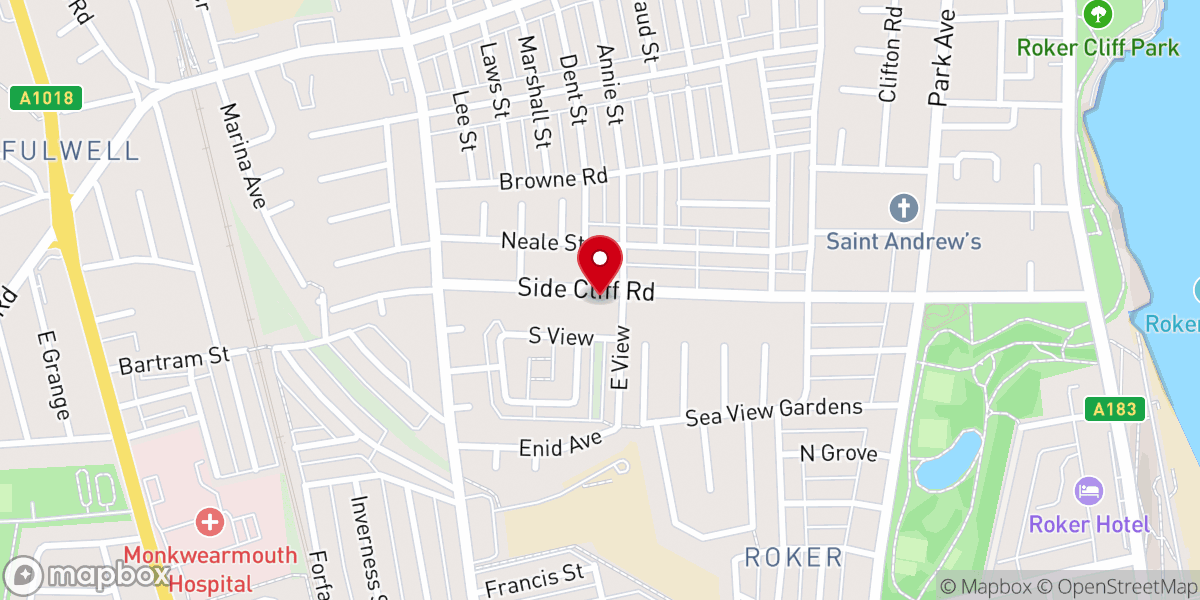 Map showing location of Roker URC Church