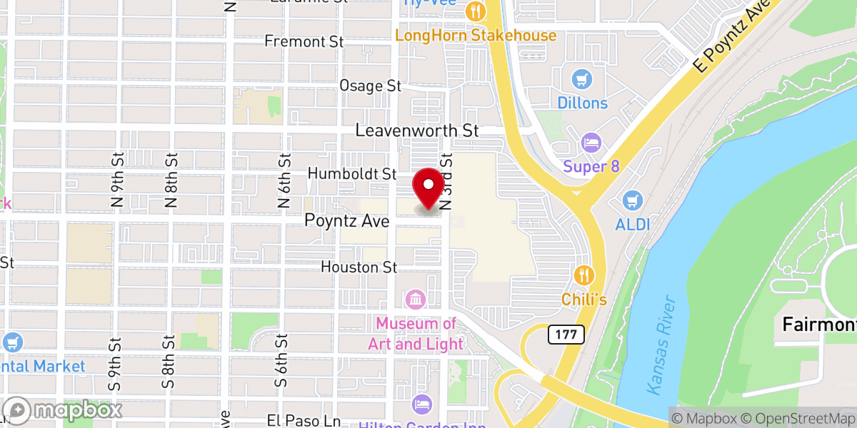 Map showing location of The Salvation Army Worship Center