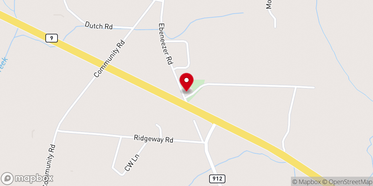Map showing location of Ebenezer United Methodist Church