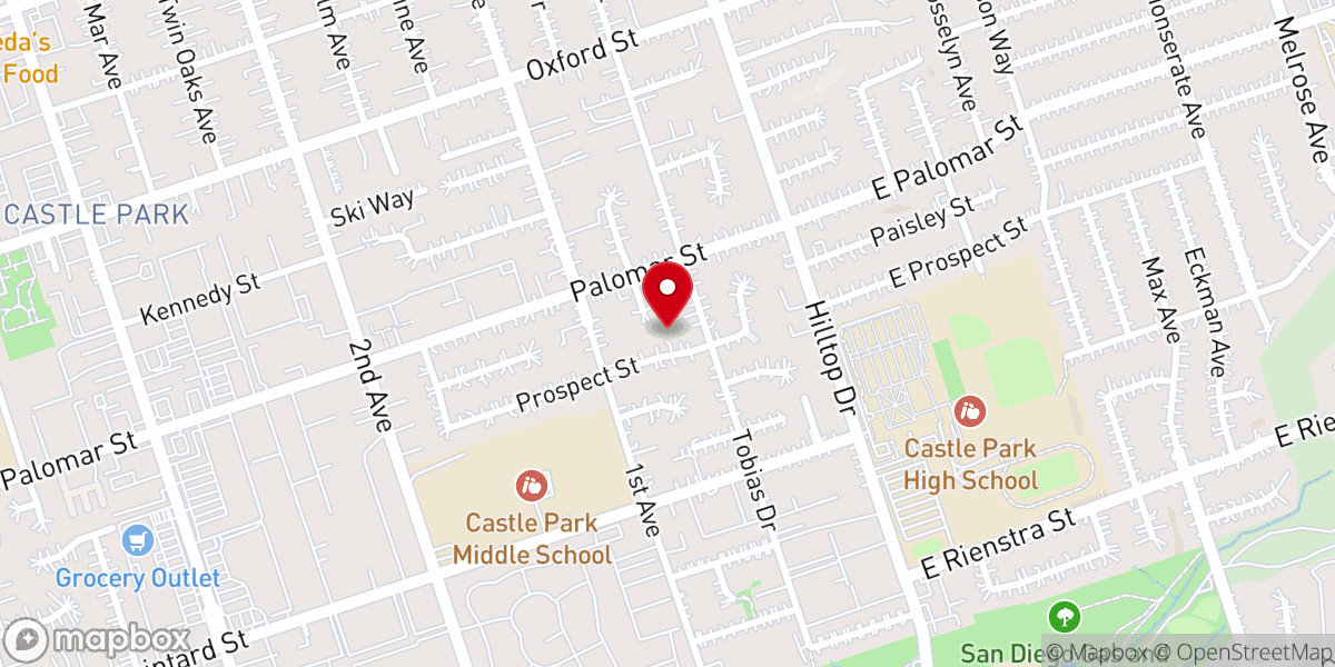 Map showing location of Hilltop Pentecostal Tabernacle