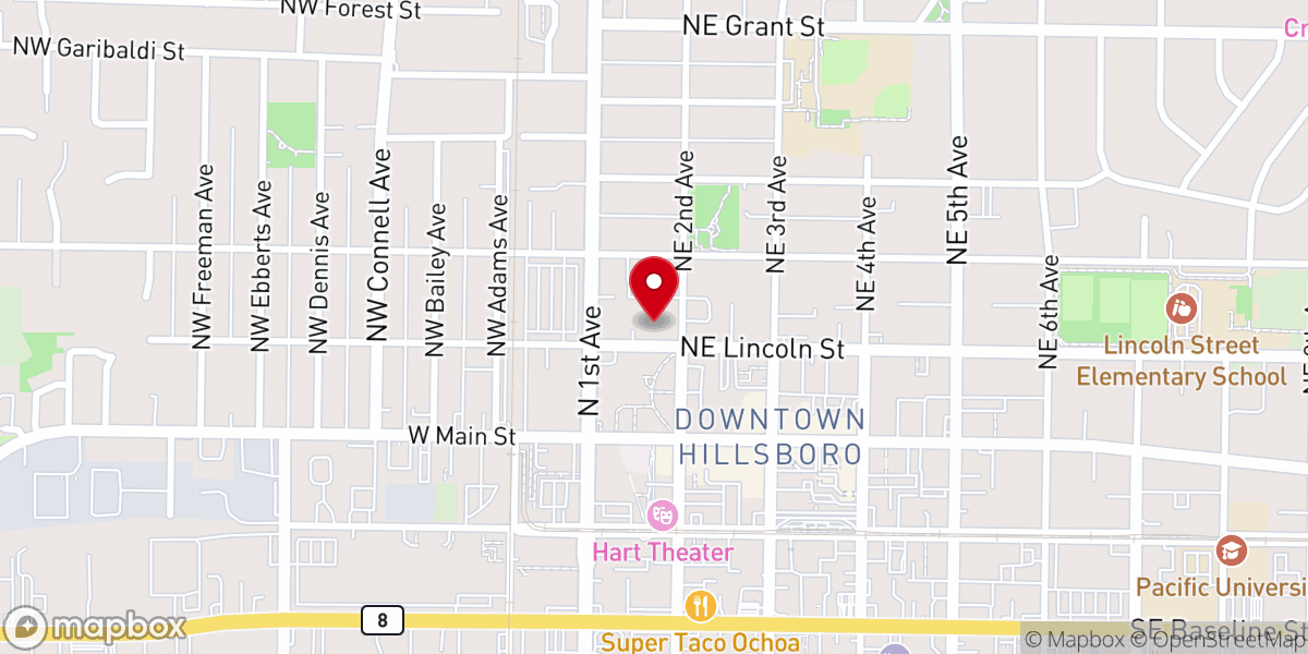 Map showing location of Hillsboro First Baptist Church