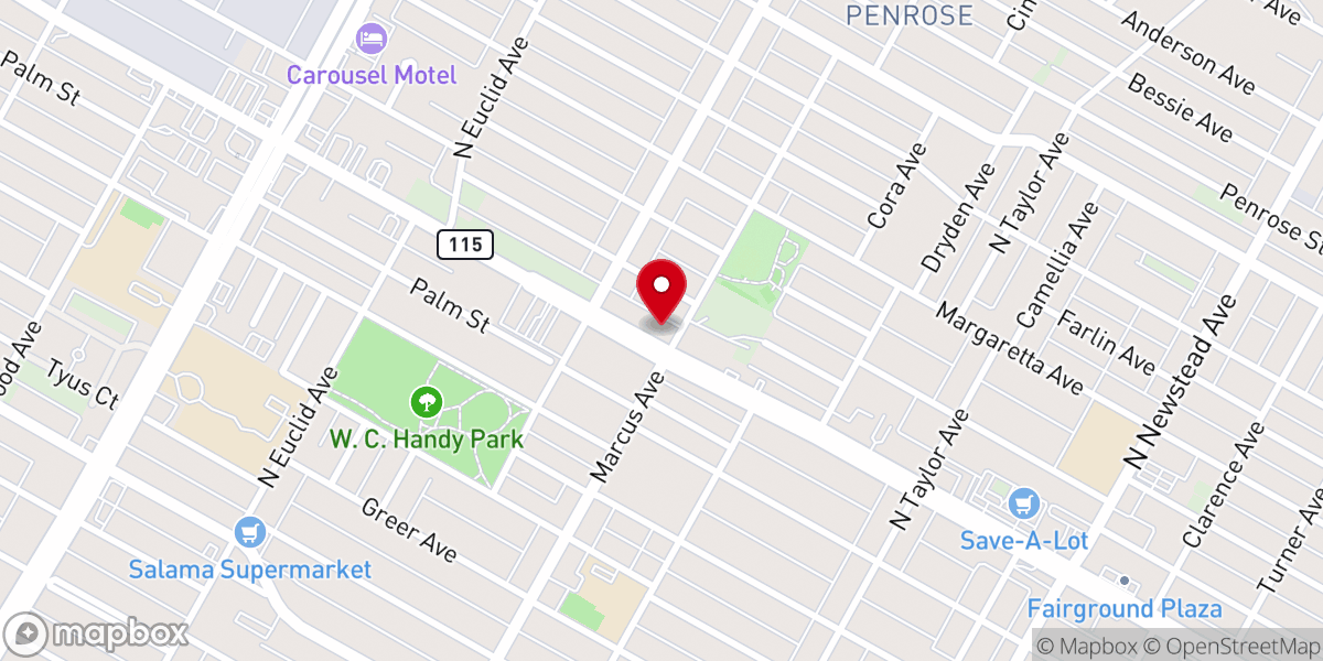 Map showing location of Christian Servant M B Church