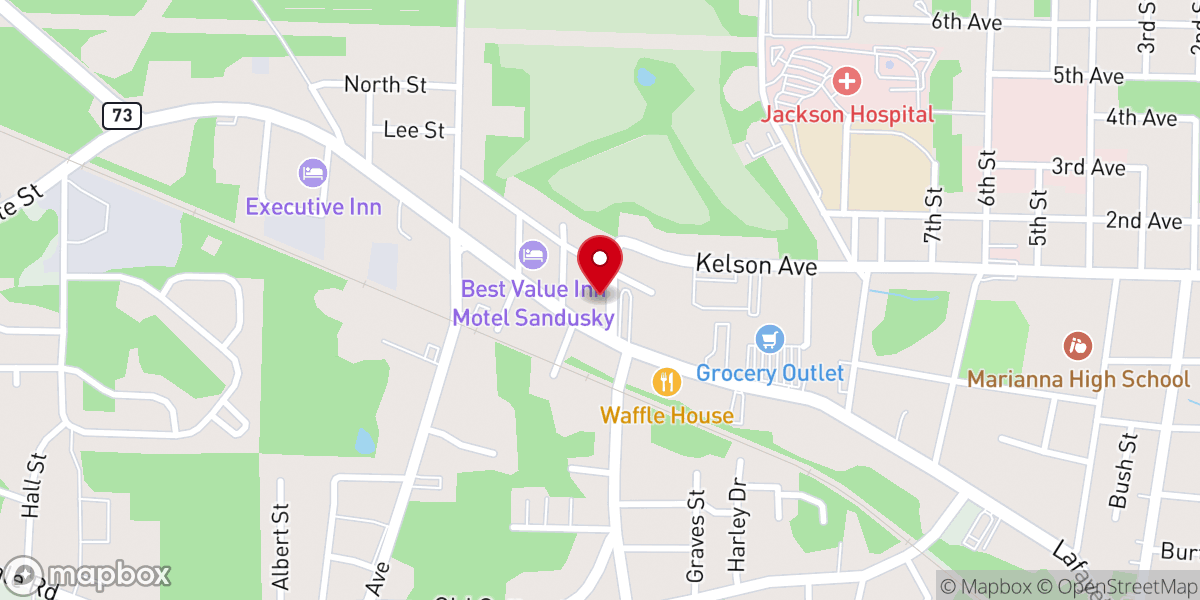 Map showing location of First Assembly of God