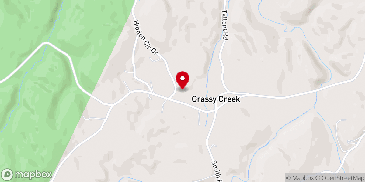 Map showing location of Grassy Creek Baptist Church