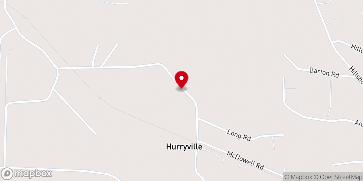 Map showing location of Hurryville Freewill Baptist