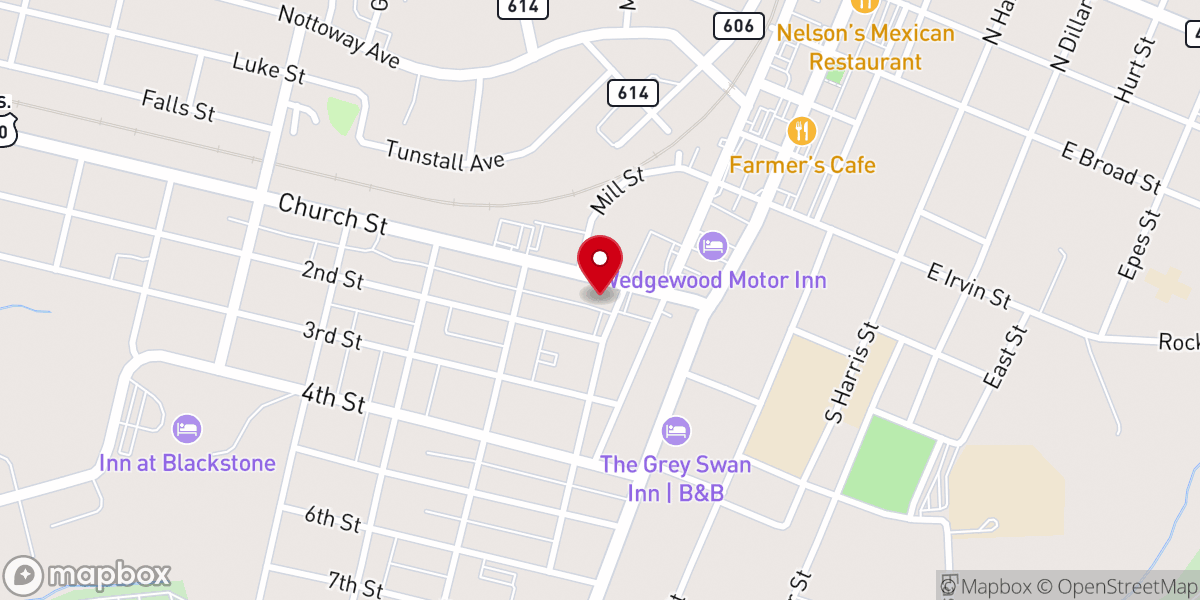 Map showing location of Blackstone Presbyterian Church