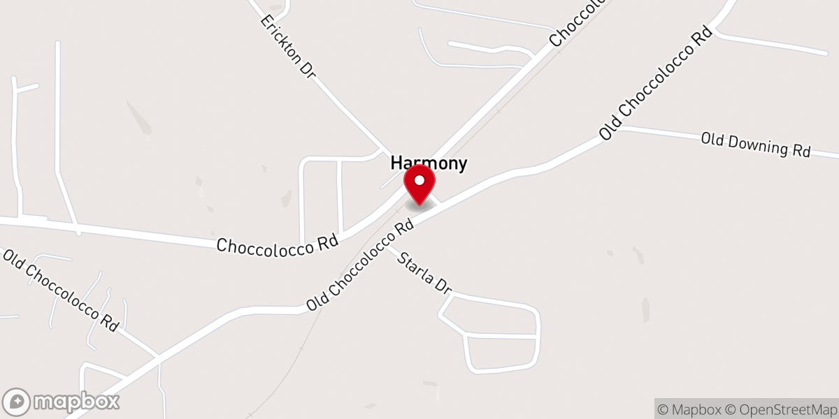 Map showing location of Harmony Baptist Church