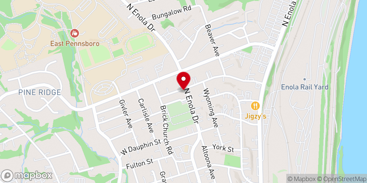 Map showing location of Zion Lutheran Church-Enola