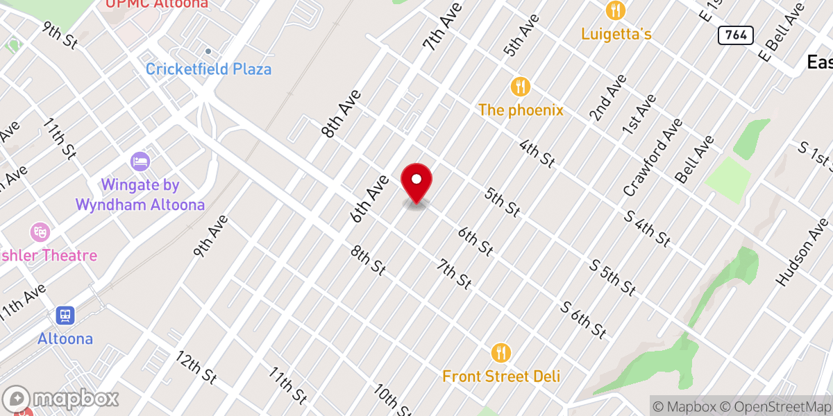 Map showing location of Allegheney Wesleyan Methodist The Wayside Chapel