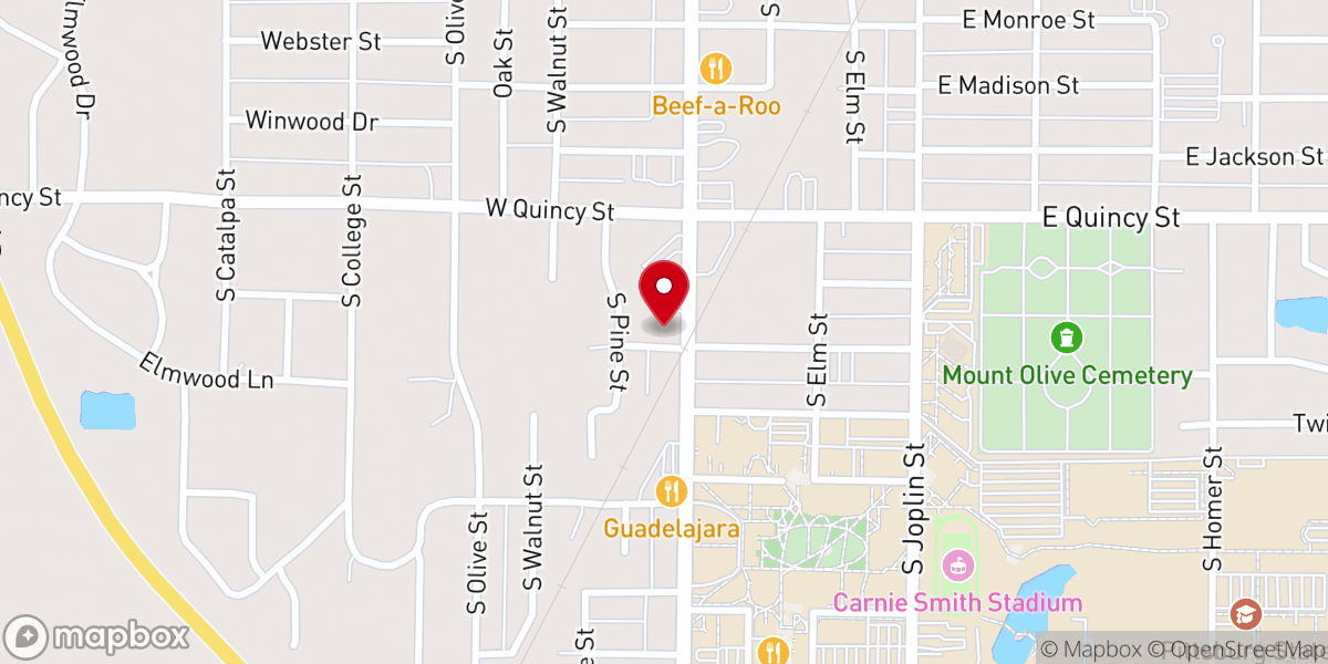 Map showing location of South Broadway Baptist Church