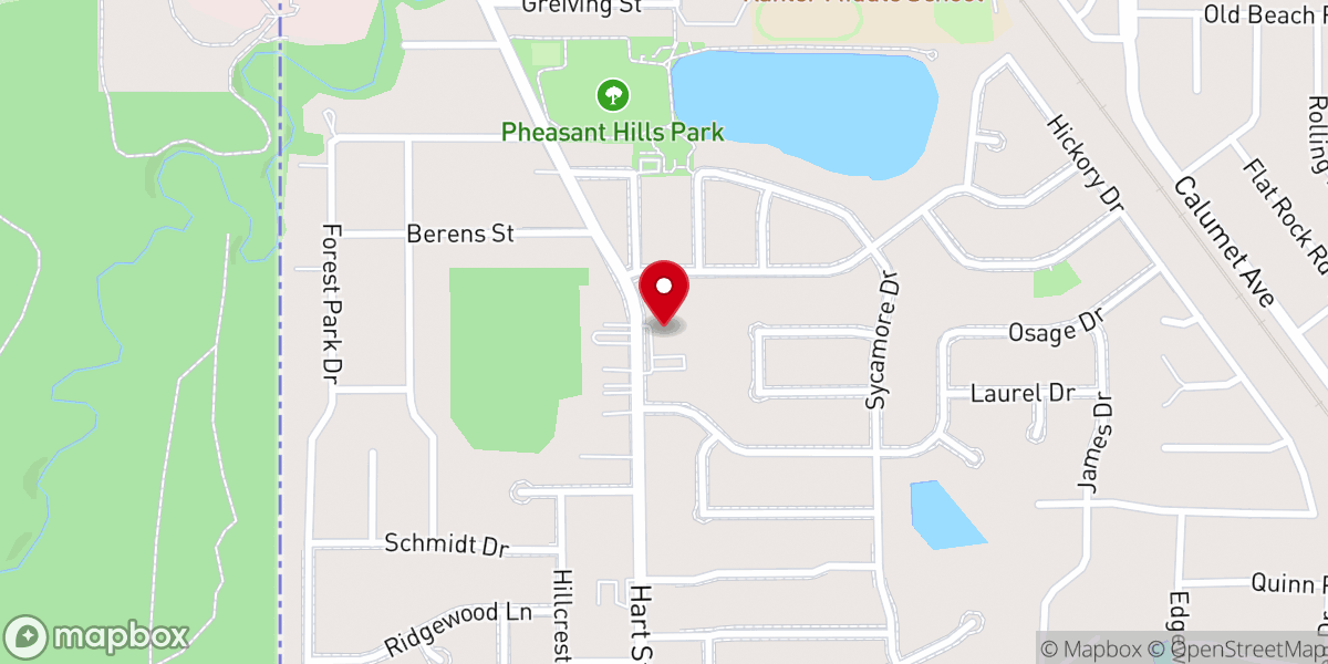 Map showing location of Dyer Presbyterian Church