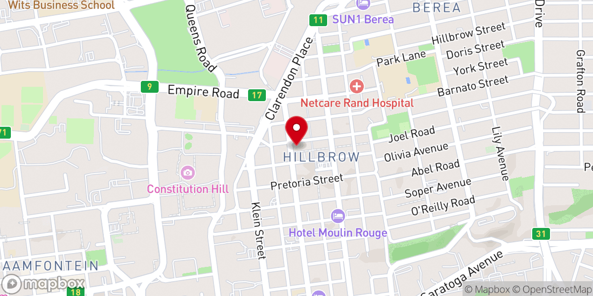 Map showing location of New Apostolic Church Johannesburg Central