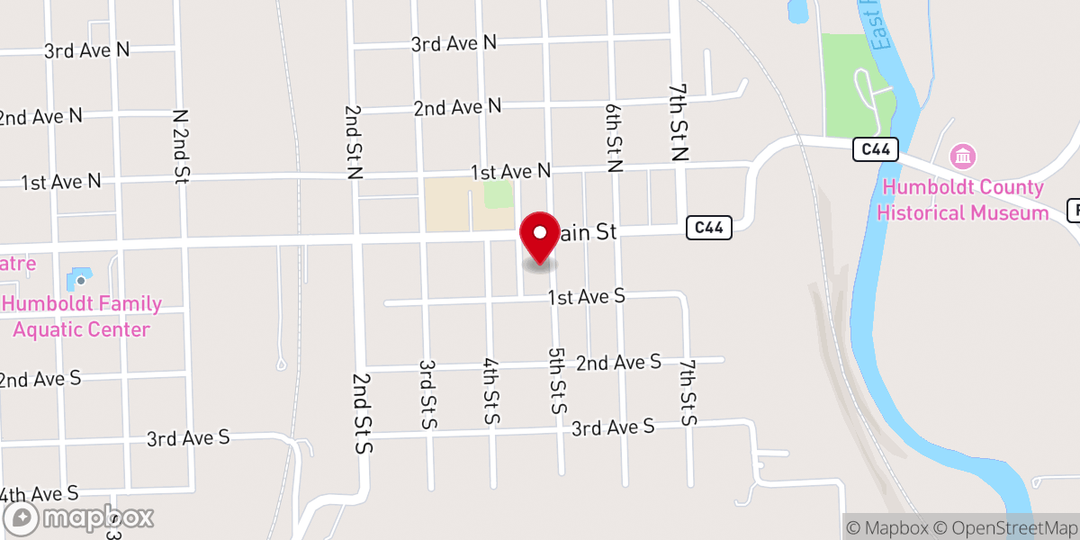 Map showing location of Dakota City City Hall