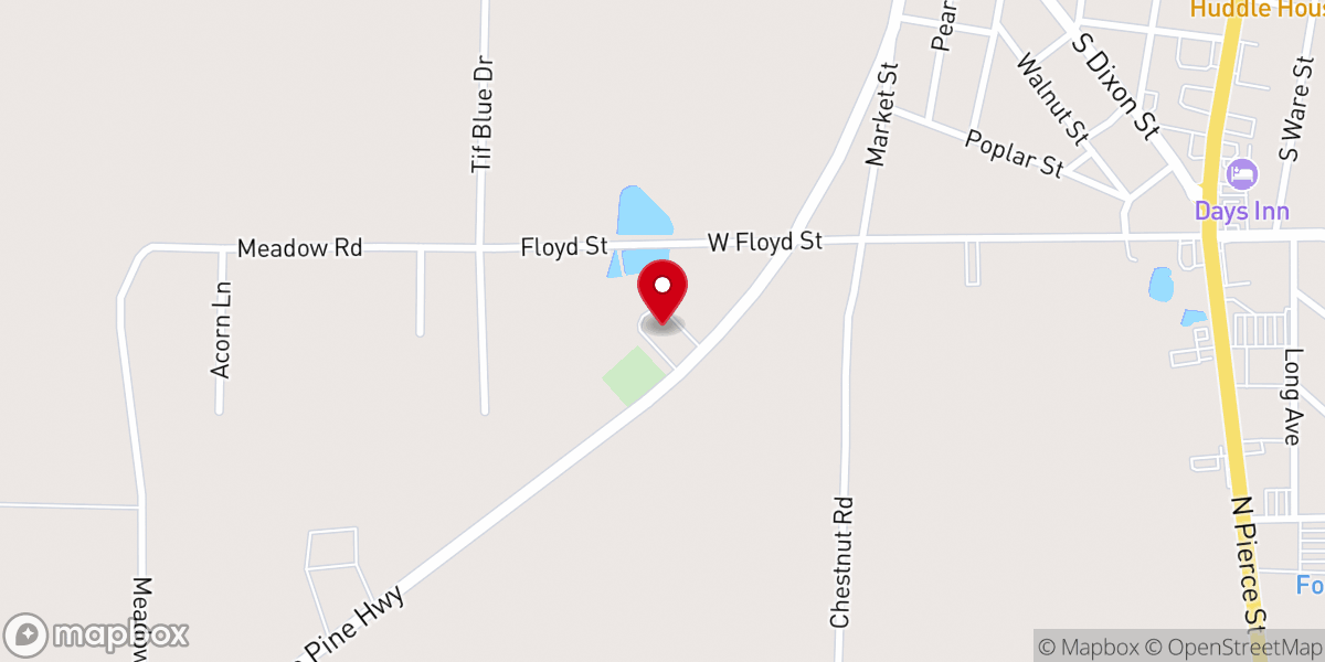 Map showing location of new vision church Alma,GA