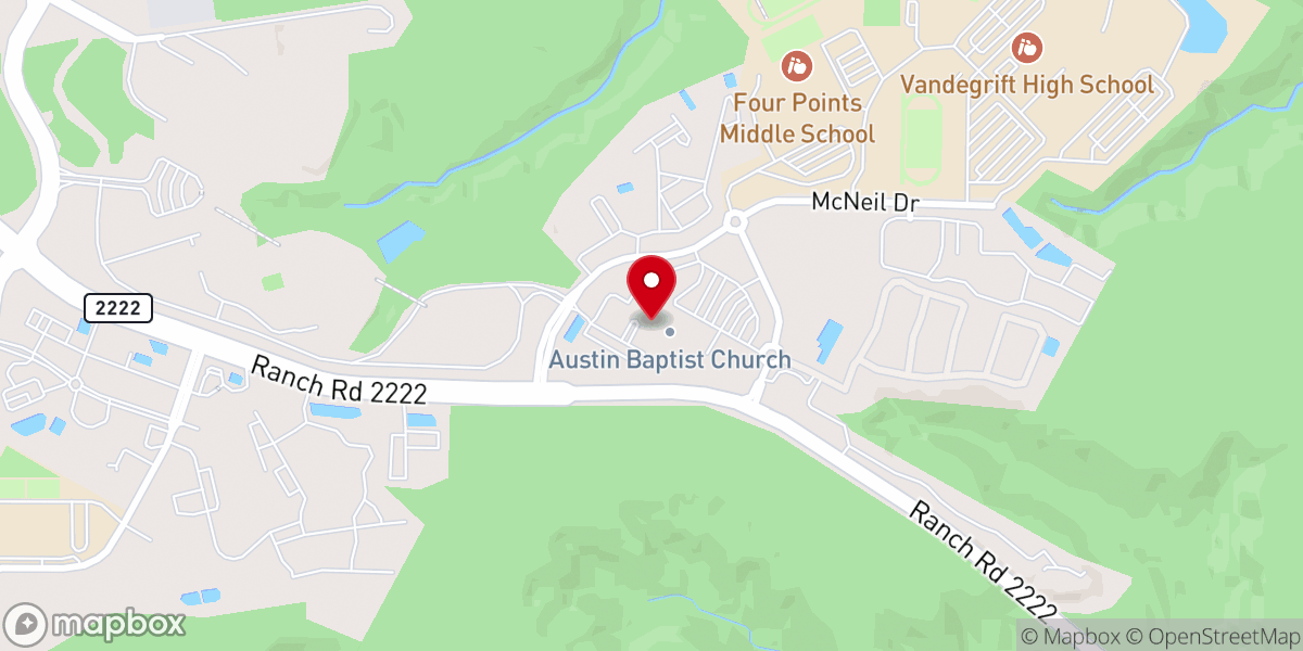 Map showing location of Austin Baptist Church