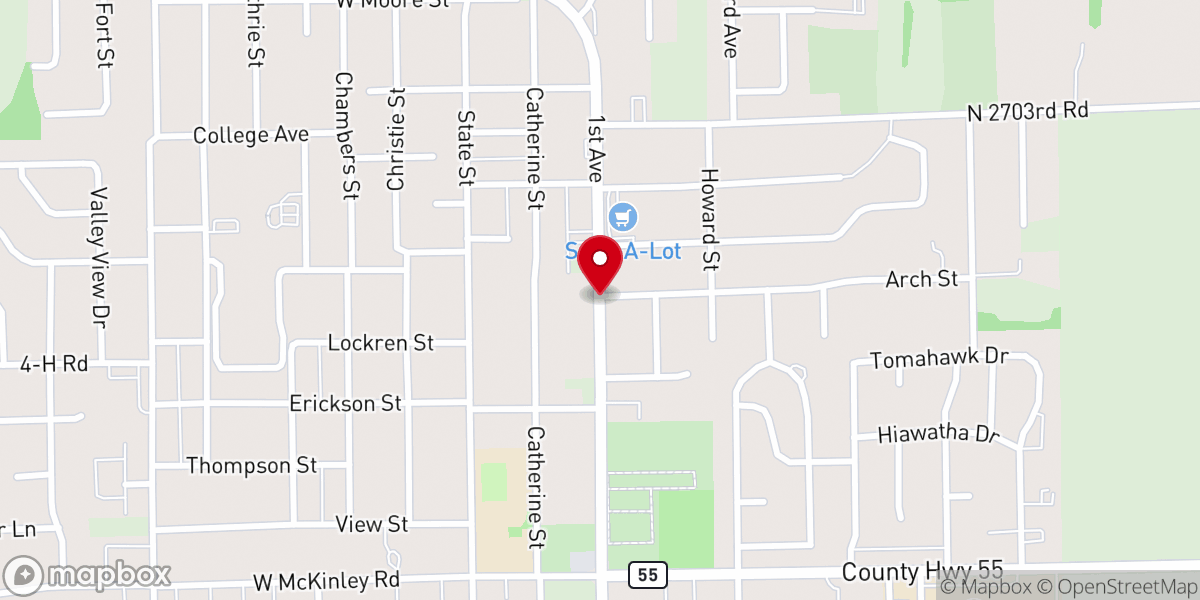 Map showing location of First Nazarene Church