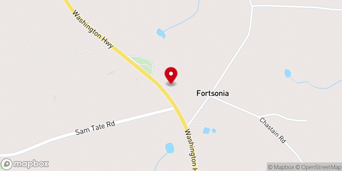 Map showing location of Fortsonia Baptist Church