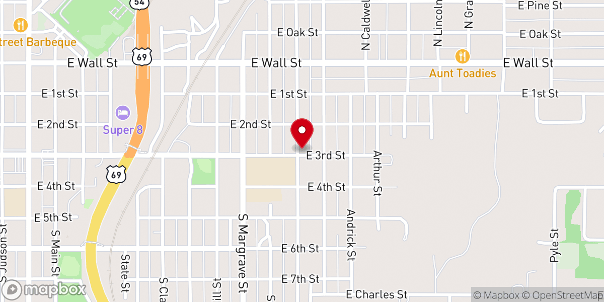 Map showing location of St John's Methodist Church