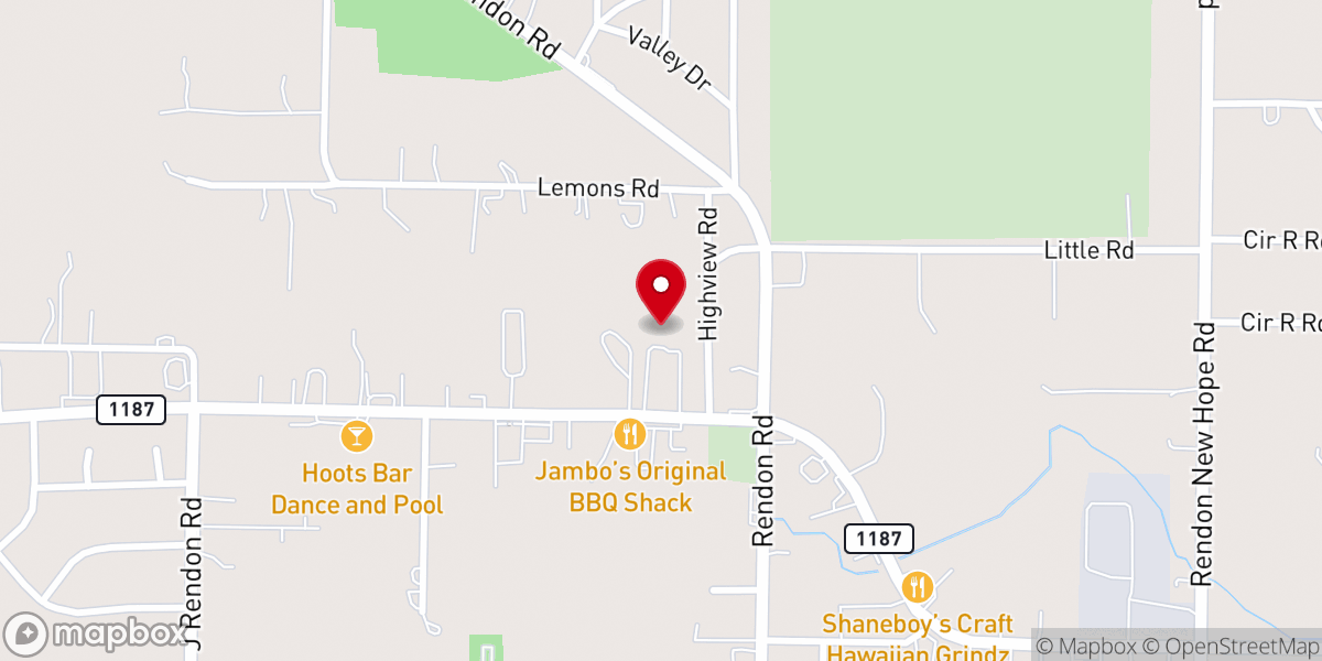 Map showing location of Rendon Baptist Church