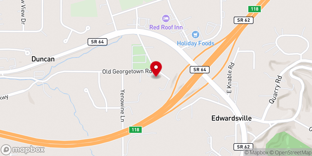 Map showing location of Tunnel Hill Christian Church