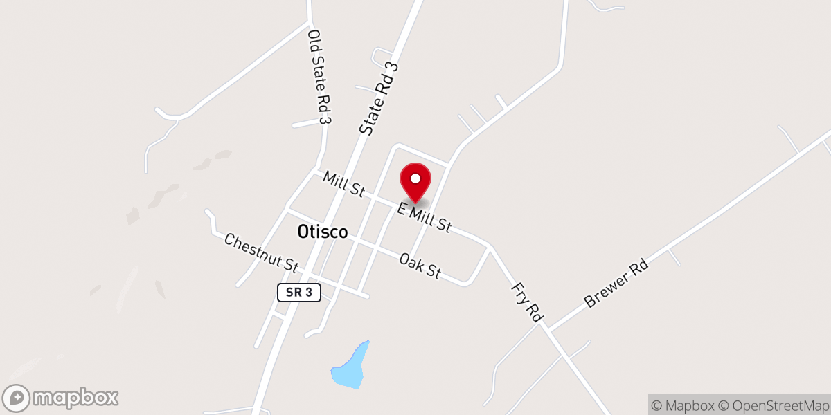 Map showing location of Otisco United Methodist Church