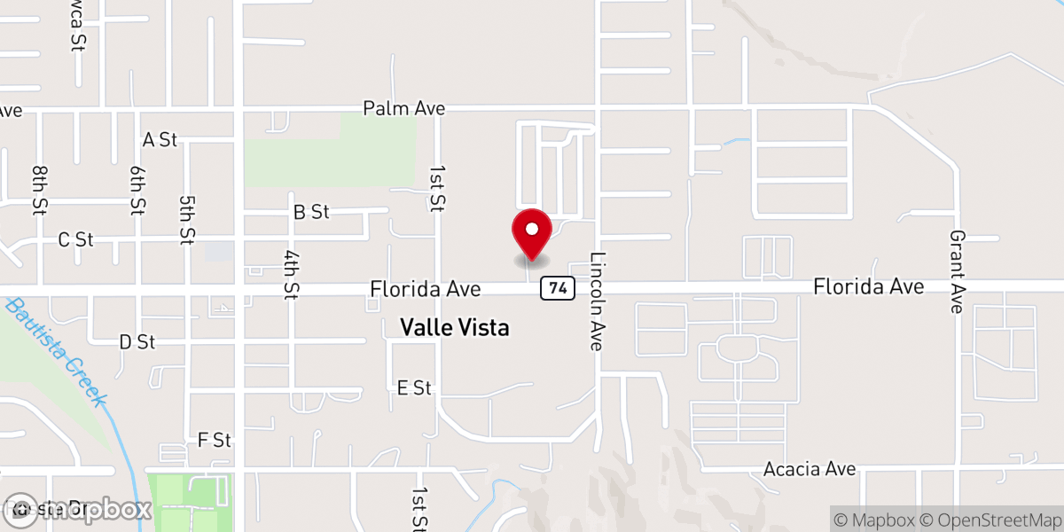 Map showing location of Valle Vista Baptist Church