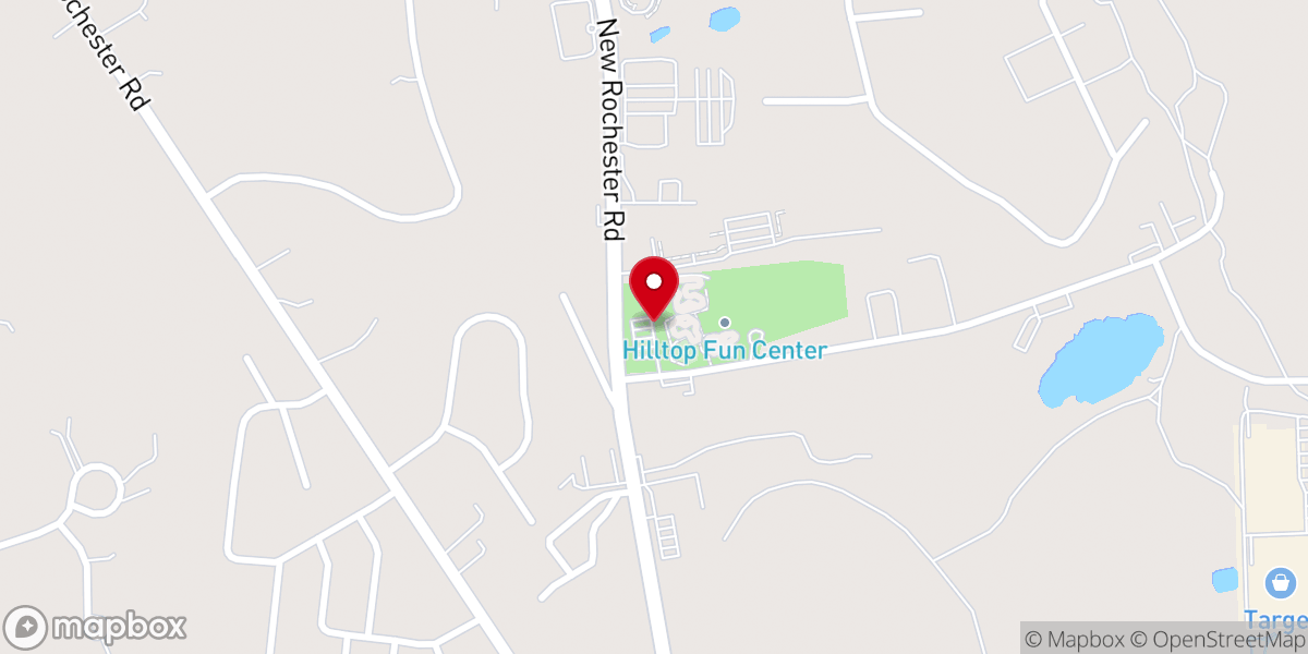 Map showing location of Hilltop Fun Center