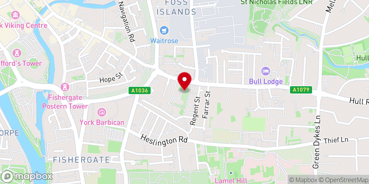 Map showing location of St Lawrence Tower