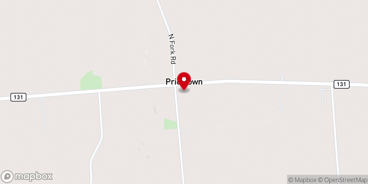 Map showing location of Pricetown Church of Christ