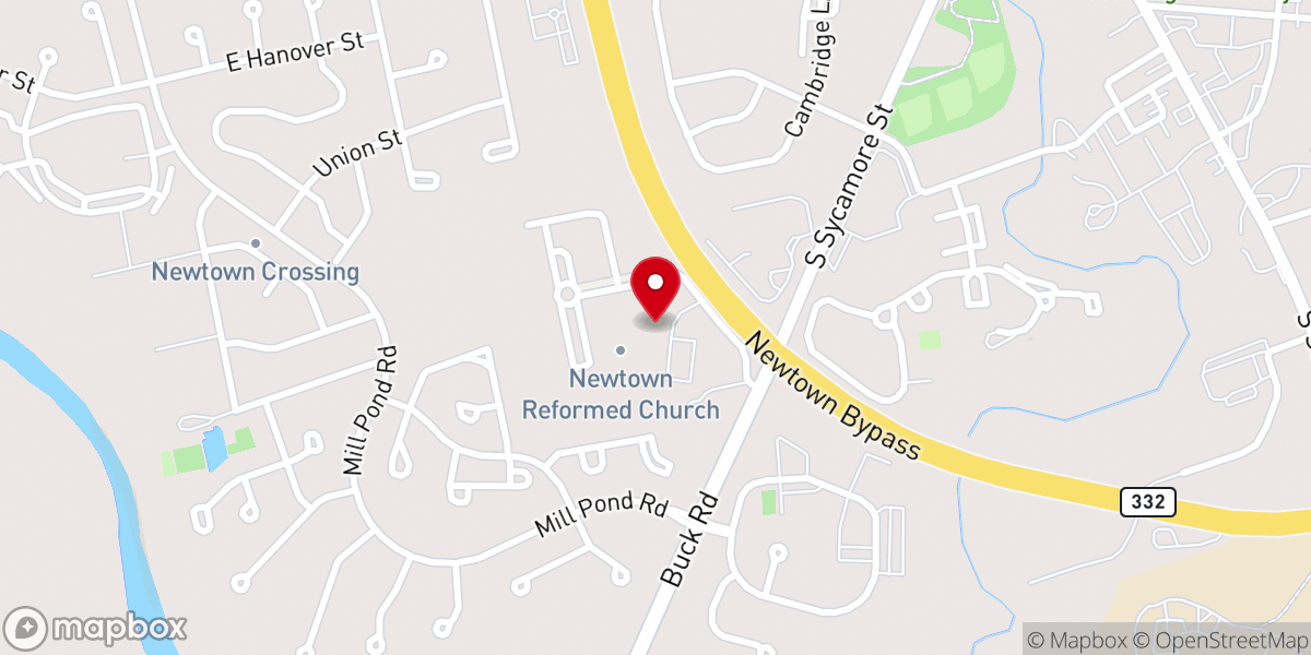 Map showing location of Newtown Reformed Church