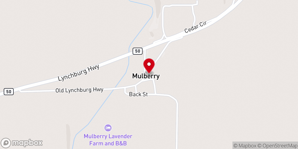 Map showing location of Mulberry church of Christ