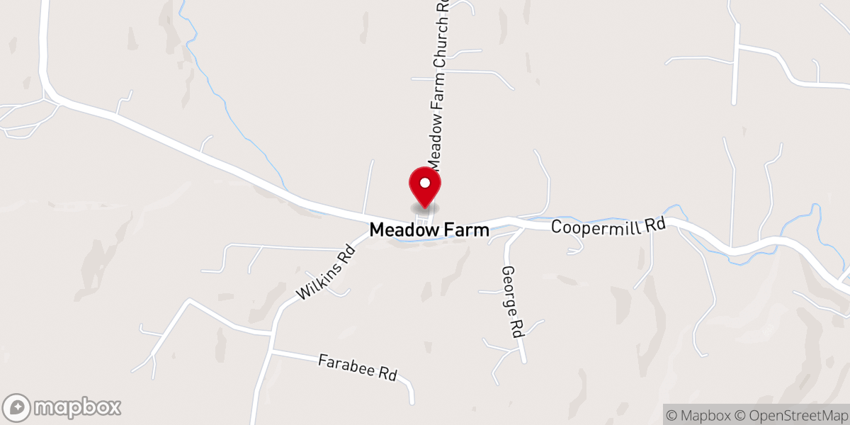 Map showing location of Meadow Farm Church