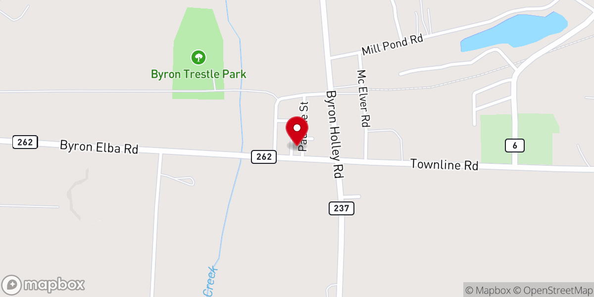 Map showing location of First Presbyterian Church of Byron