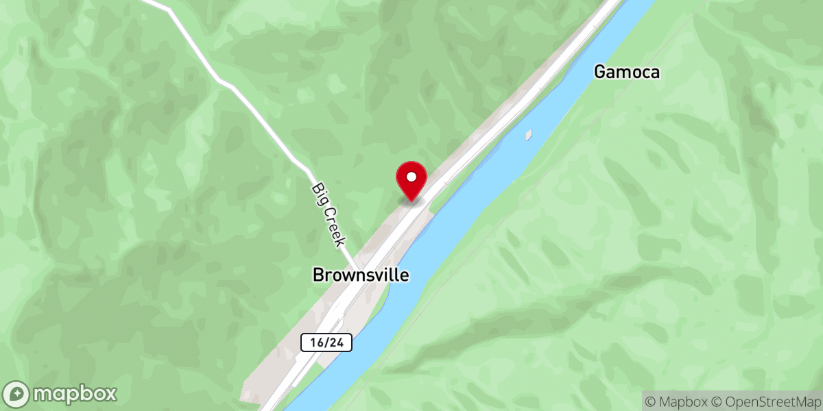 Map showing location of Brownsville Holiness Church