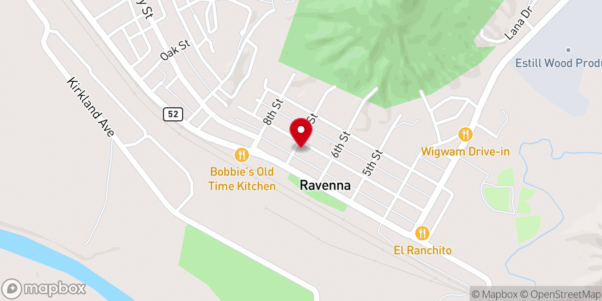 Map showing location of Ravenna Christian Church