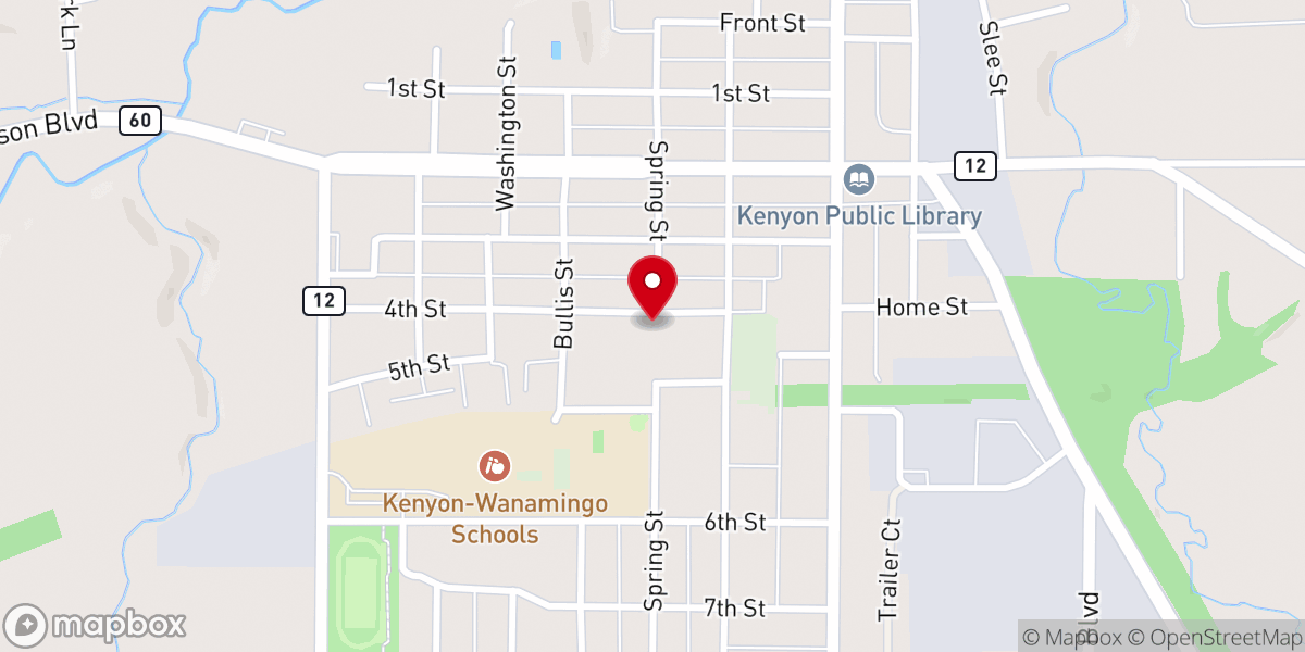 Map showing location of United Methodist church- Kenyon