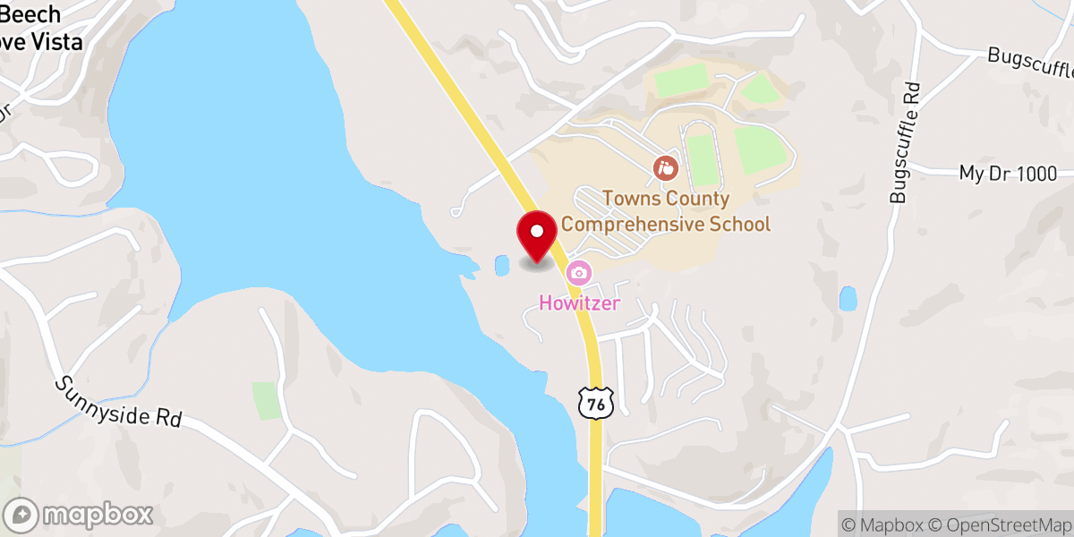 Map showing location of Calvary Alliance Church of Hiawassee