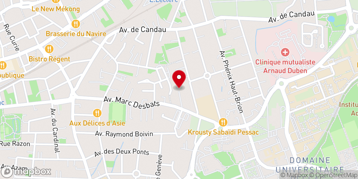 Map showing location of Église Protestante de Pessac