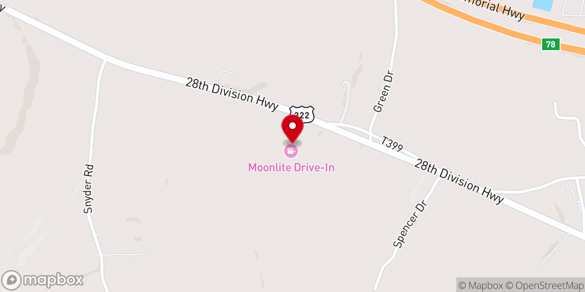 Map showing location of Moonlite Drive-In Theatre