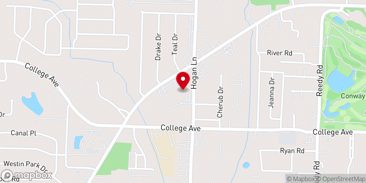 Map showing location of Woodland Heights Baptist Church