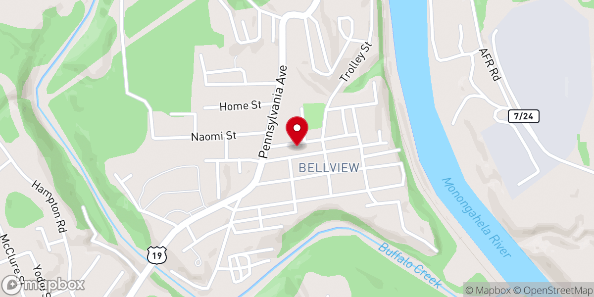 Map showing location of Highland Avenue United Methodist