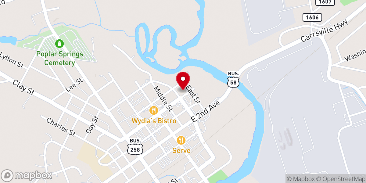 Map showing location of East End Apostolic Church
