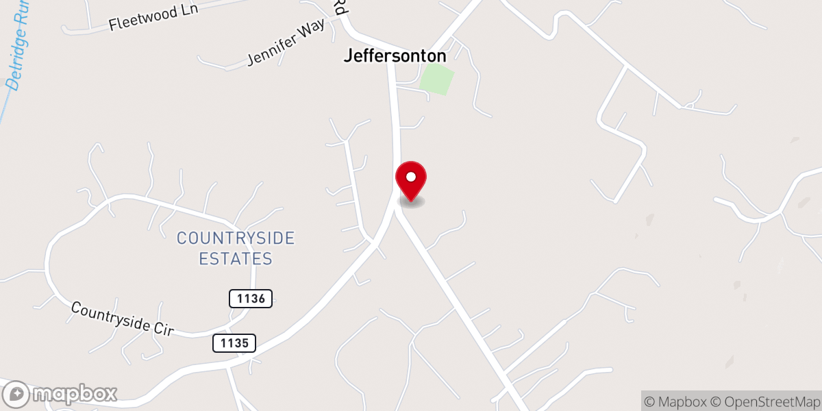 Map showing location of Jeffersonton Community Center