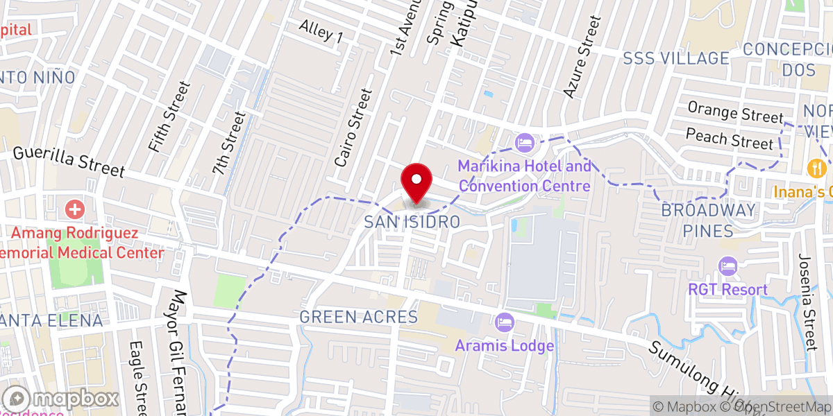 Map showing location of San Isidro Labrador Parish